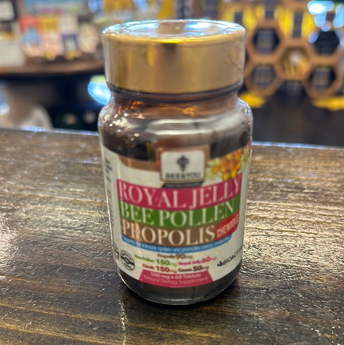 Royal Jelly + Bee Pollen + Propolis Tablets (CHEWABLE)