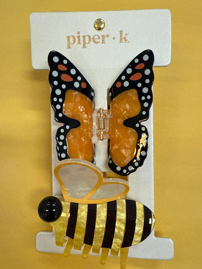 Bee & Monarch Butterfly Hair Clips