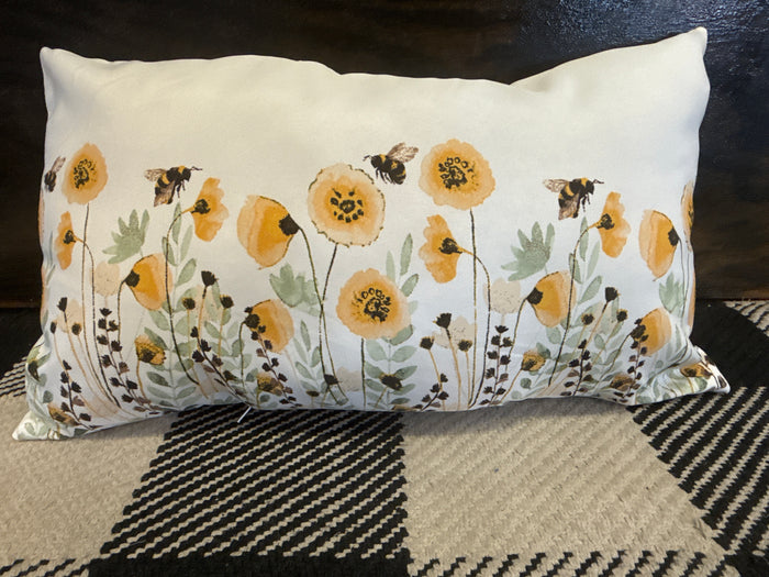 Honey Bee Meadow Lumbar Pillow