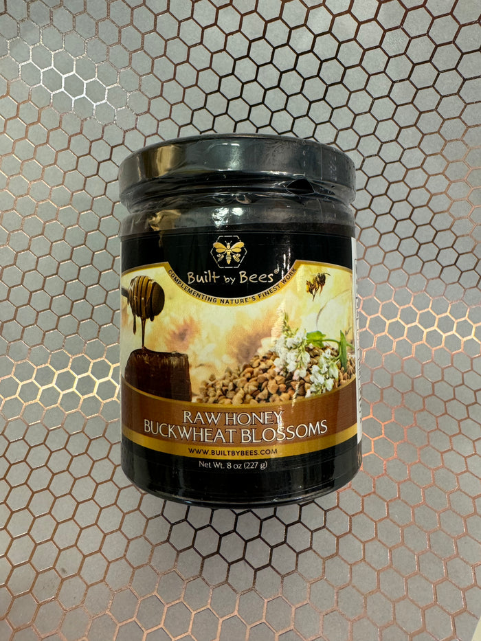 Buckwheat Blossoms Raw Honey. Built by Bees