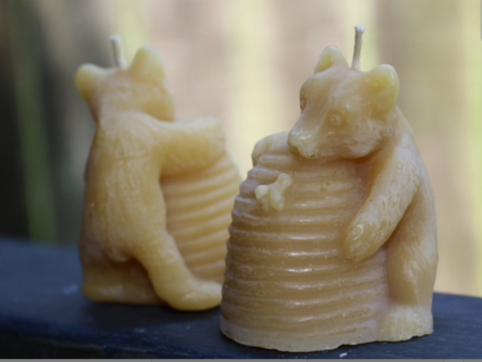 "Cub with Beehive"   Pure Beeswax Candle