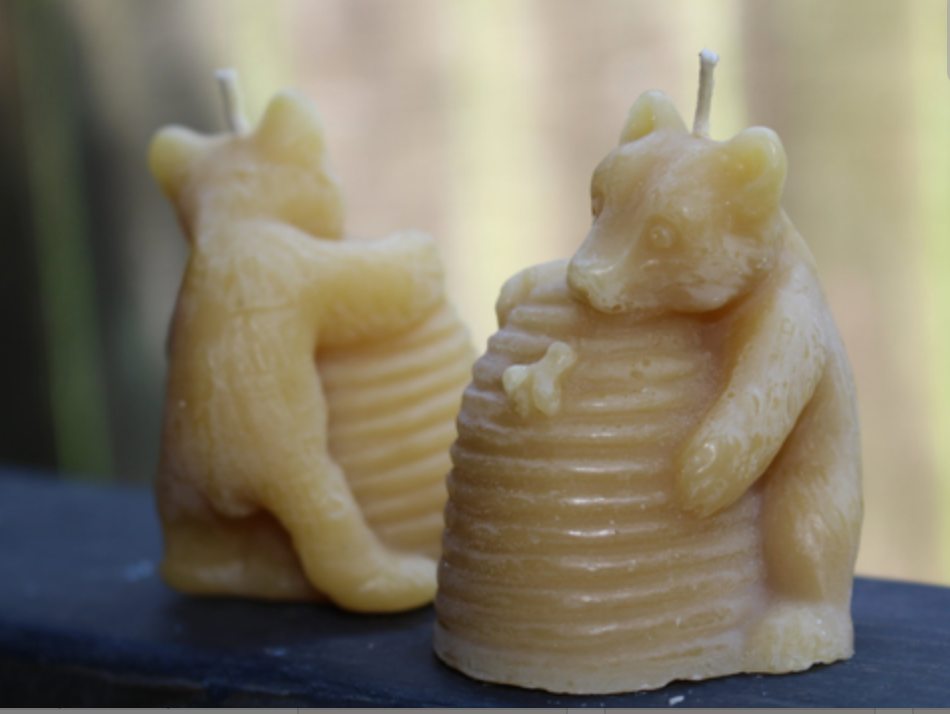 "Cub with Beehive"   Pure Beeswax Candle
