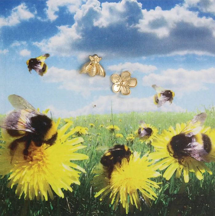 Spring Garden Bee & Flower Post Earrings