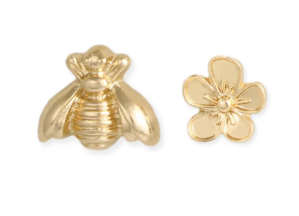 Spring Garden Bee & Flower Post Earrings