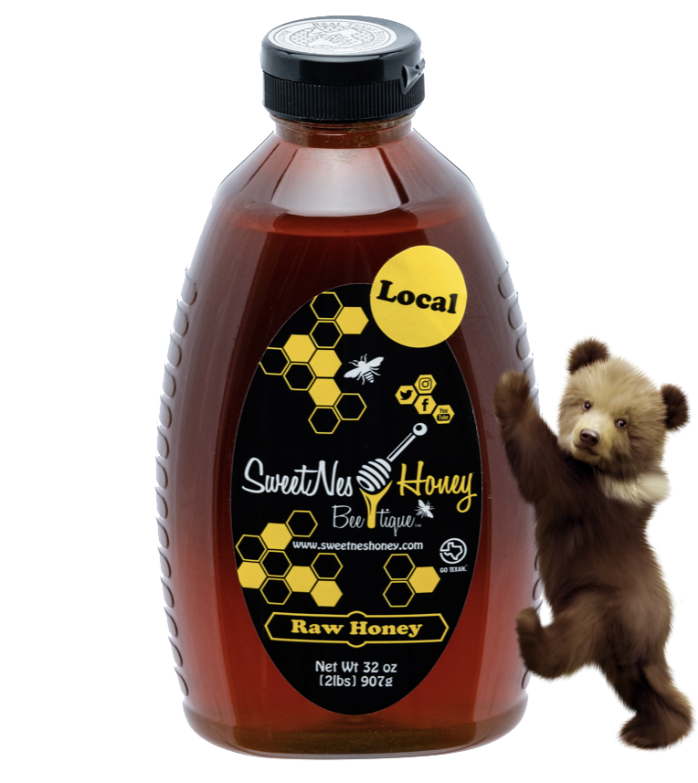 SweetNes Honey Unfiltered Raw Local Texas Honey 32oz (2lb) Squeezable Oval