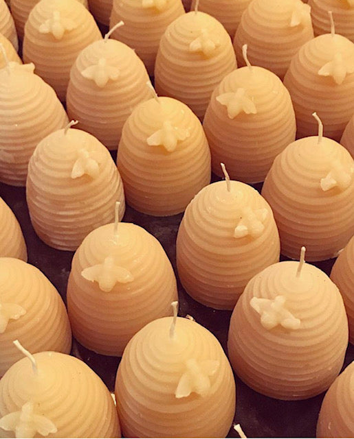 "Beehive with Bee" 100% Pure Beeswax Candle