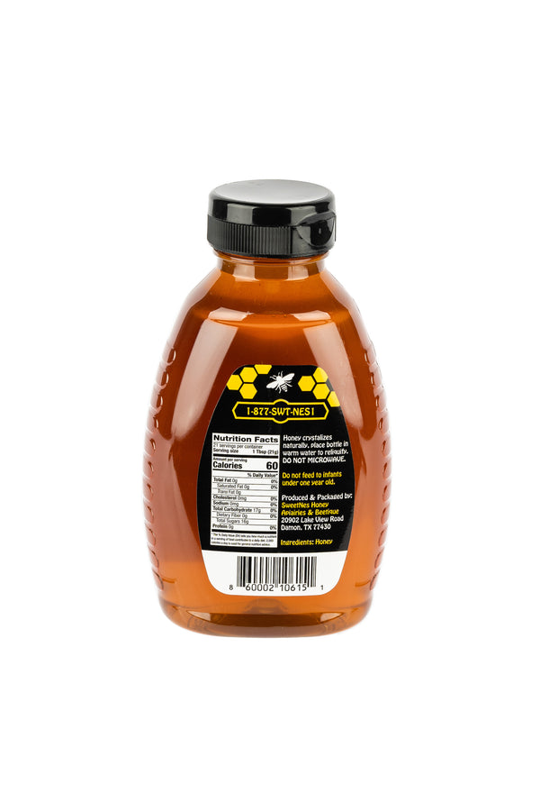SweetNes Honey Raw Honey 16oz (1lb) Squeezable Oval - HUAJILLO HONEY - LOCAL SOUTH TX