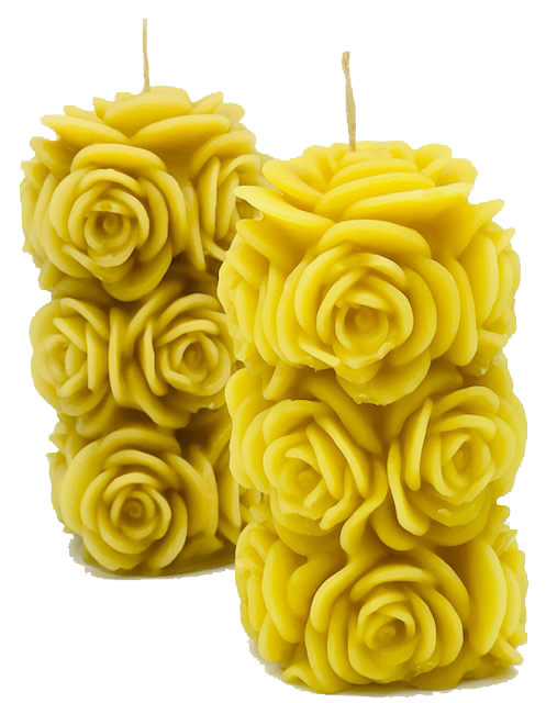 "Rose Pillar"  100% Pure Beeswax Candle