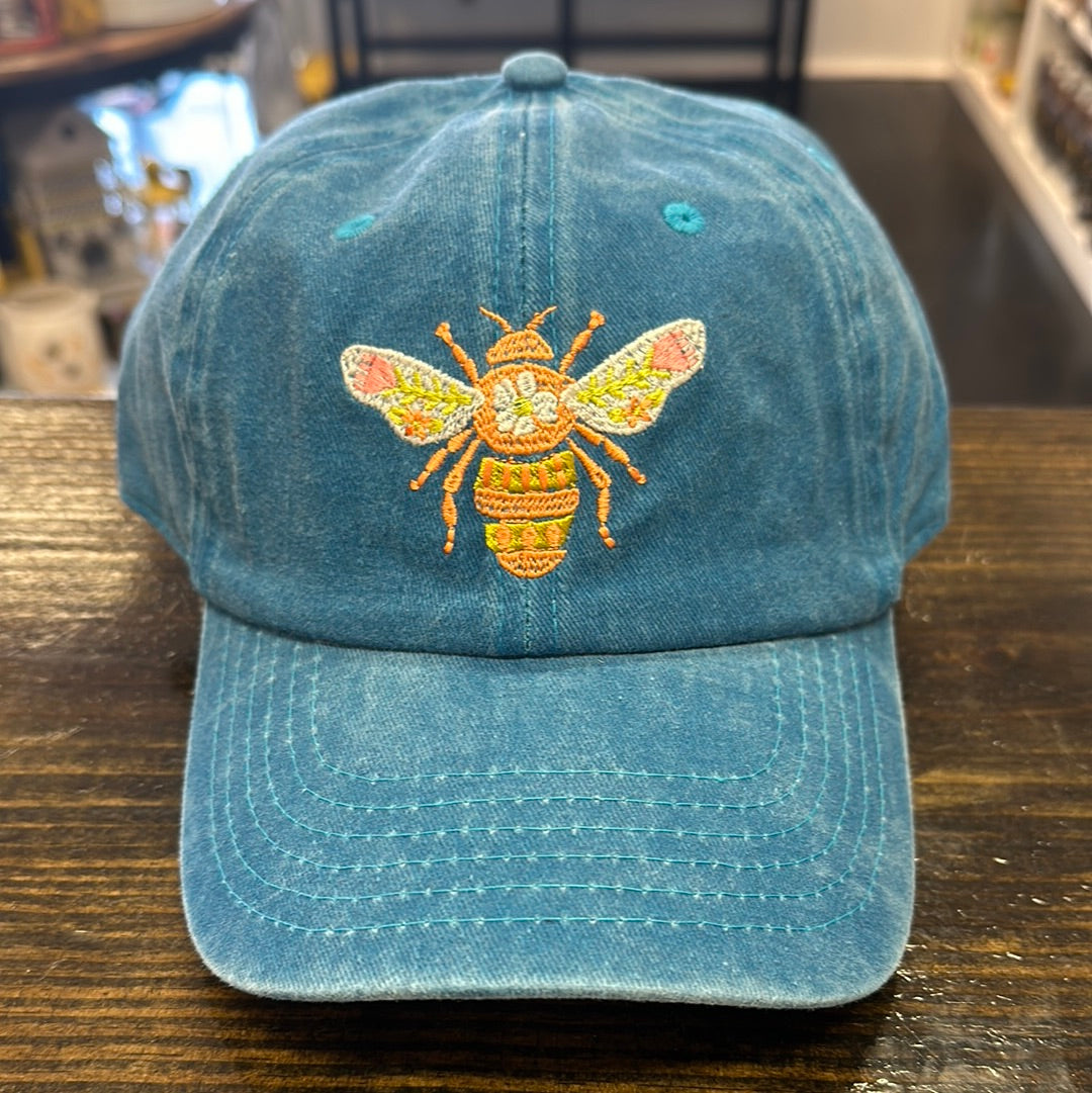 Blue Bee Embroidered Bee Hat