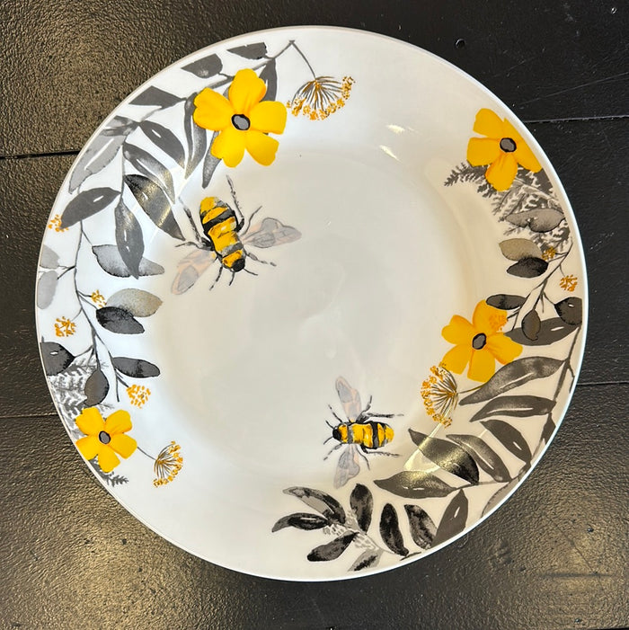 SweetNes Honey Black & White Glass Dinner Plate