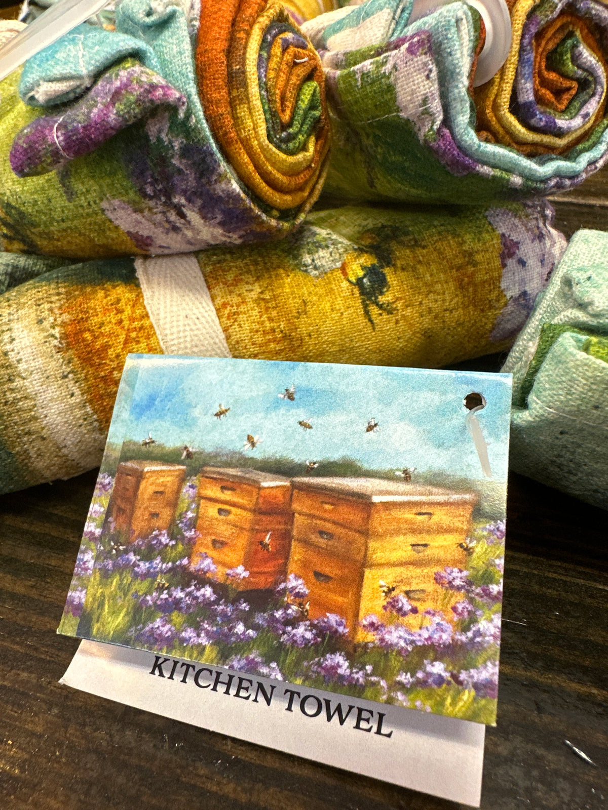 Bee Hives ROLLED Kitchen Towels