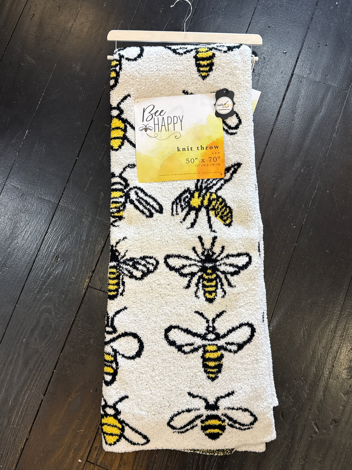 Bee Happy Knit Throw Blanket