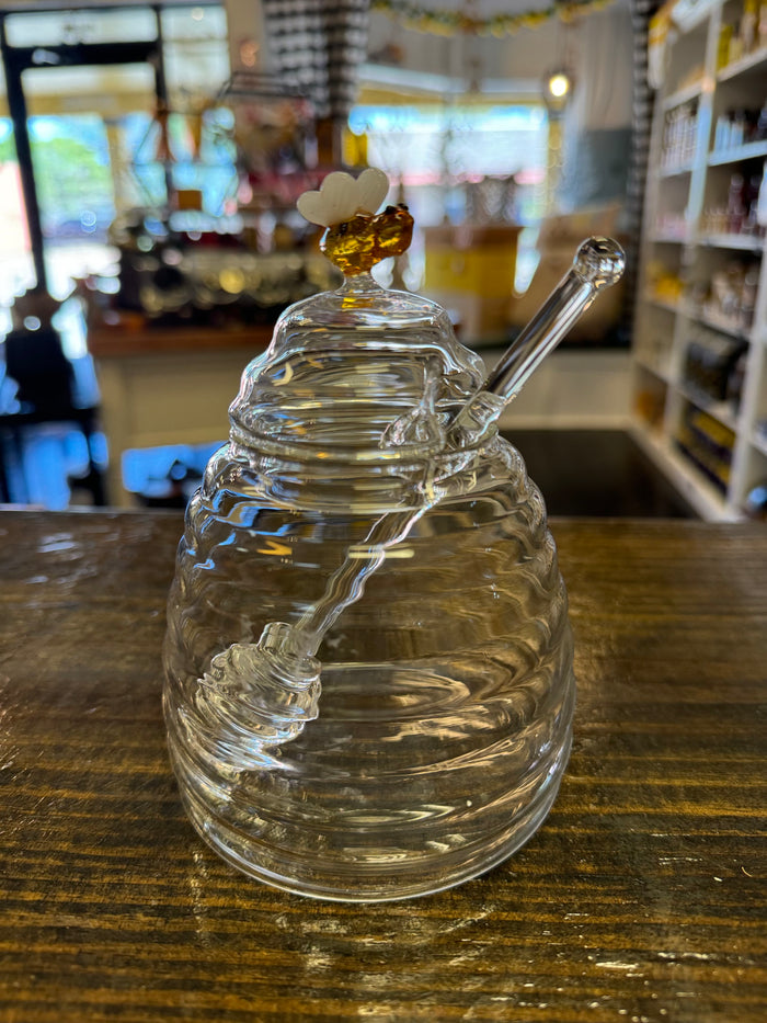 Glass Honey Pot with Bee