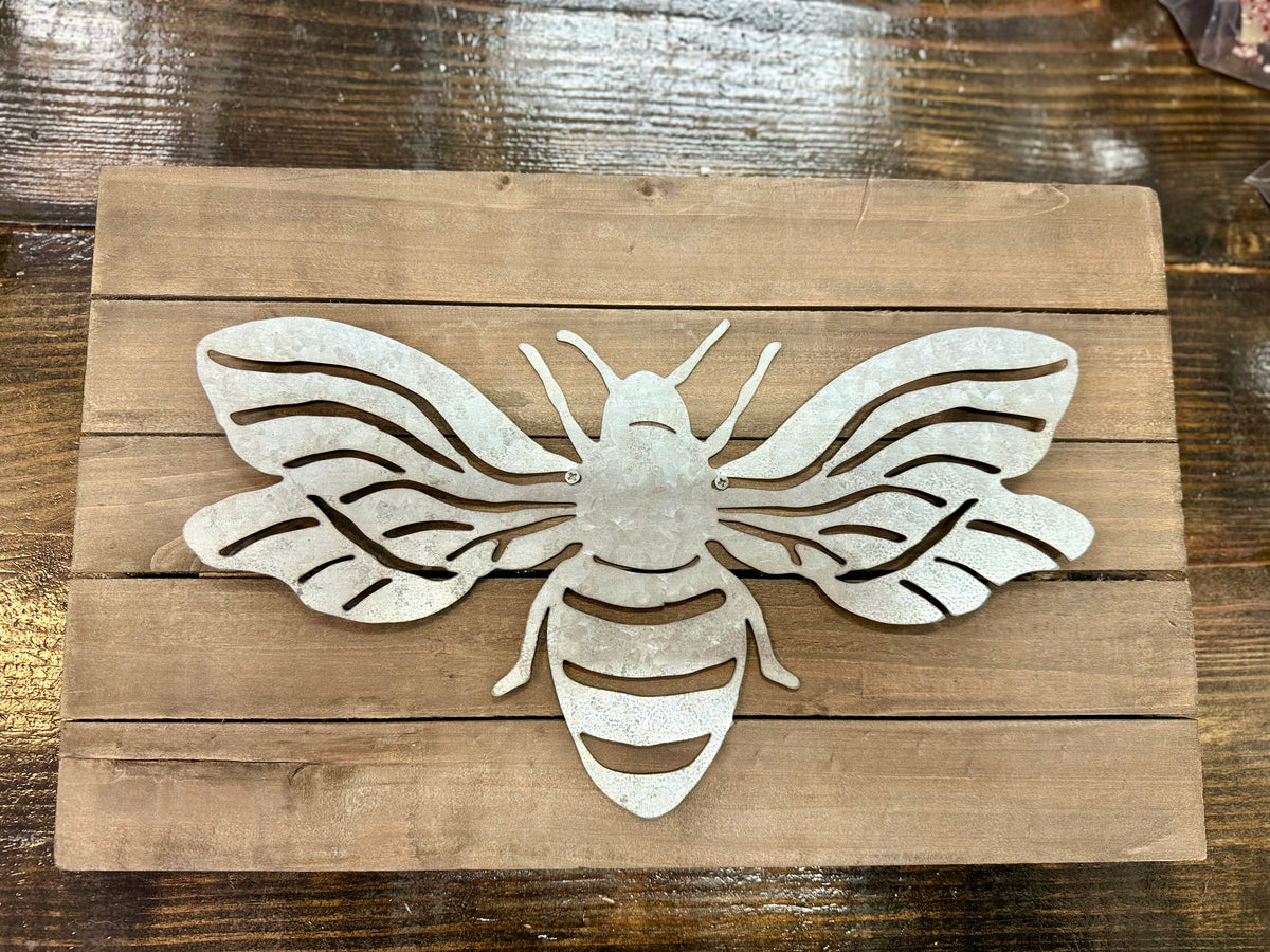 Wood and metal bee