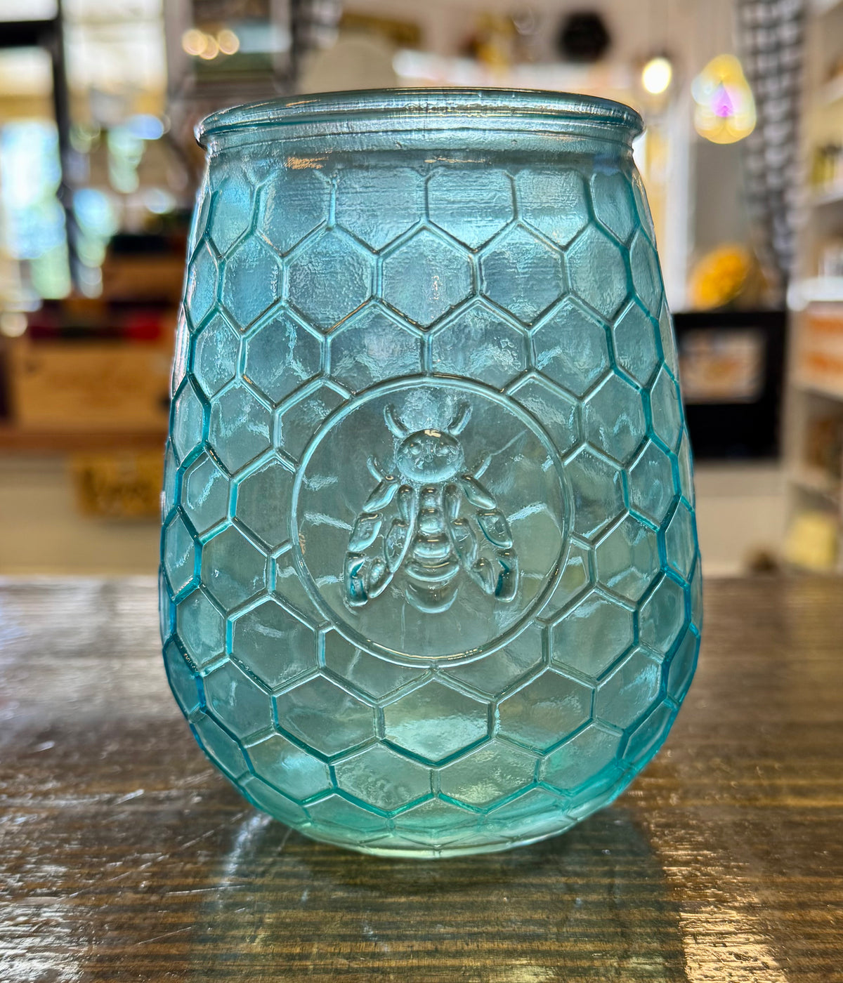 Large Glass Honeycomb candle holder