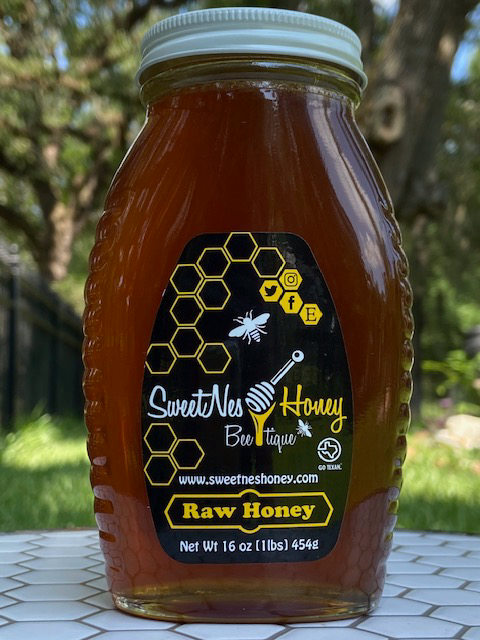 SweetNes Honey Raw Unfiltered Local Texas Honey 16oz (1lb) GLASS JAR