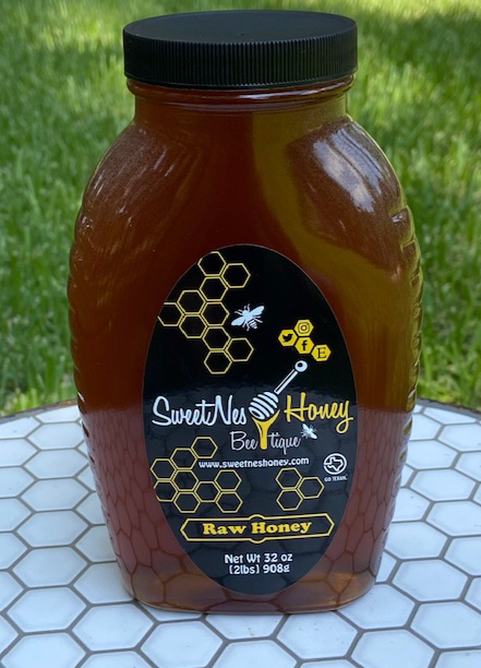 SweetNes Honey Raw Unfiltered Local Honey 32oz (2lb) GLASS JAR