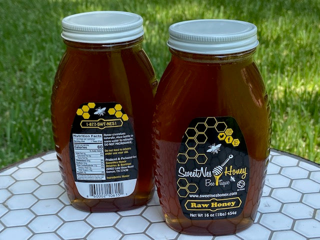 SweetNes Honey Raw Unfiltered Local Texas Honey 16oz (1lb) GLASS JAR