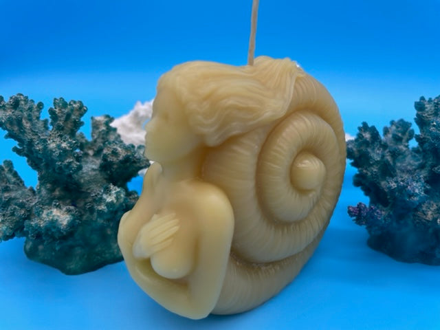 "Conch Shell Mermaid" 100% Pure Beeswax Candle