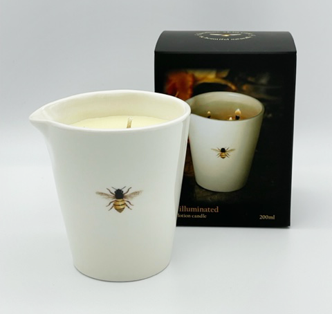"Bee illuminated" Lotion Candle in an Elegant Decanter