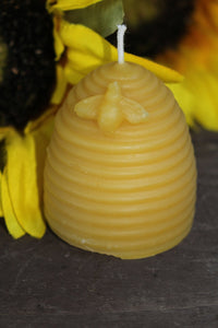 "Beehive with Bee" 100% Pure Beeswax Candle