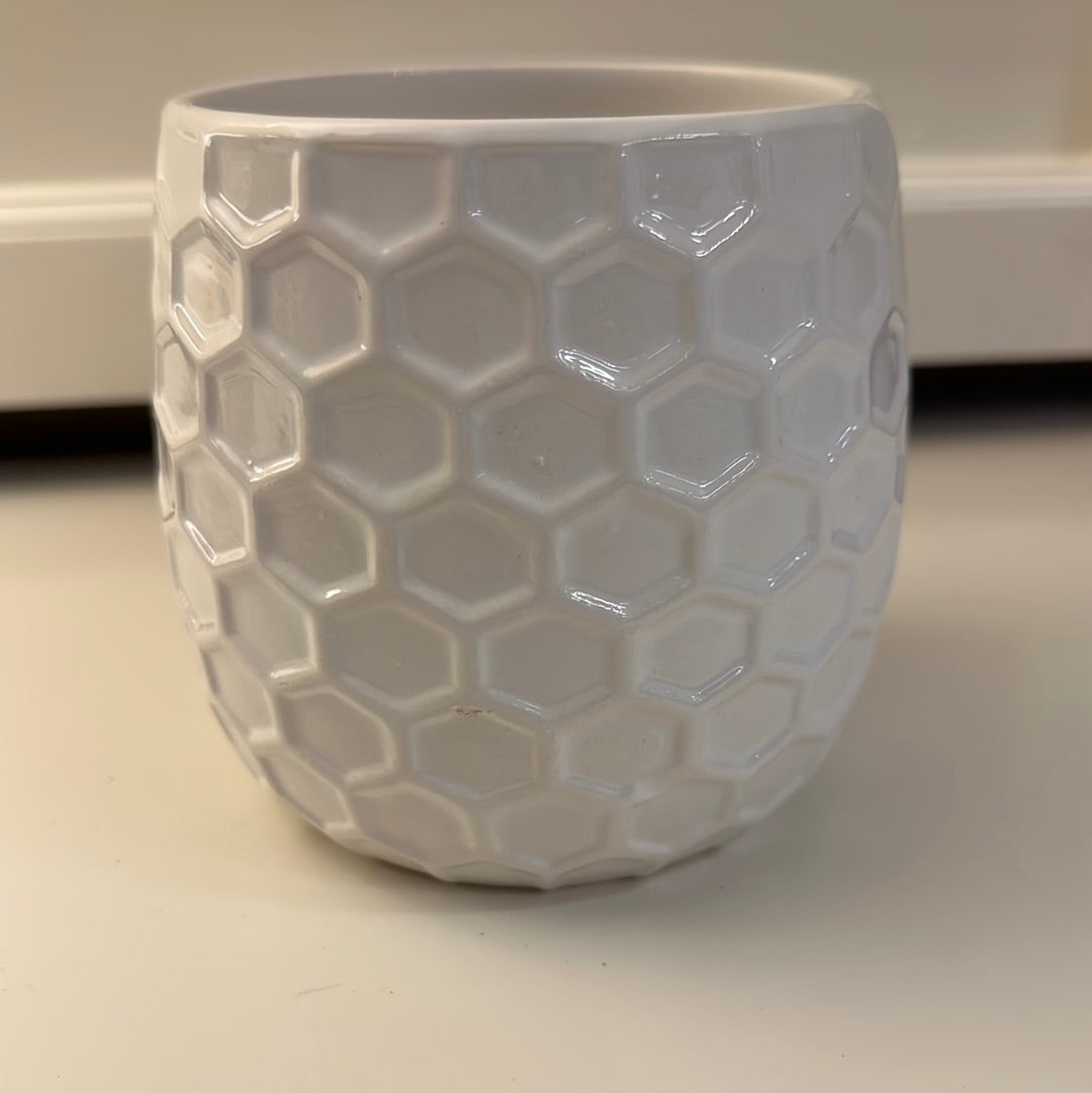 White Glass Honeycomb Candle Holder