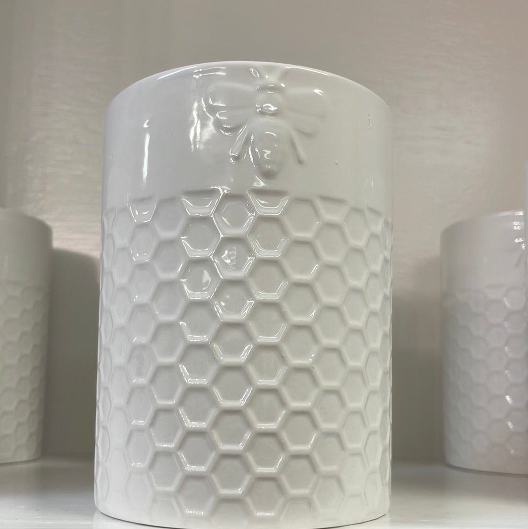 White Bee Utensil Holder