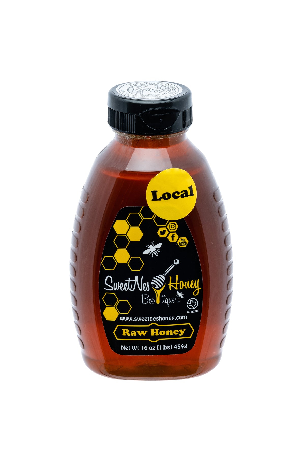 Raw Unfiltered Texas Honey - Local - 16oz (1lb) Squeezable Oval