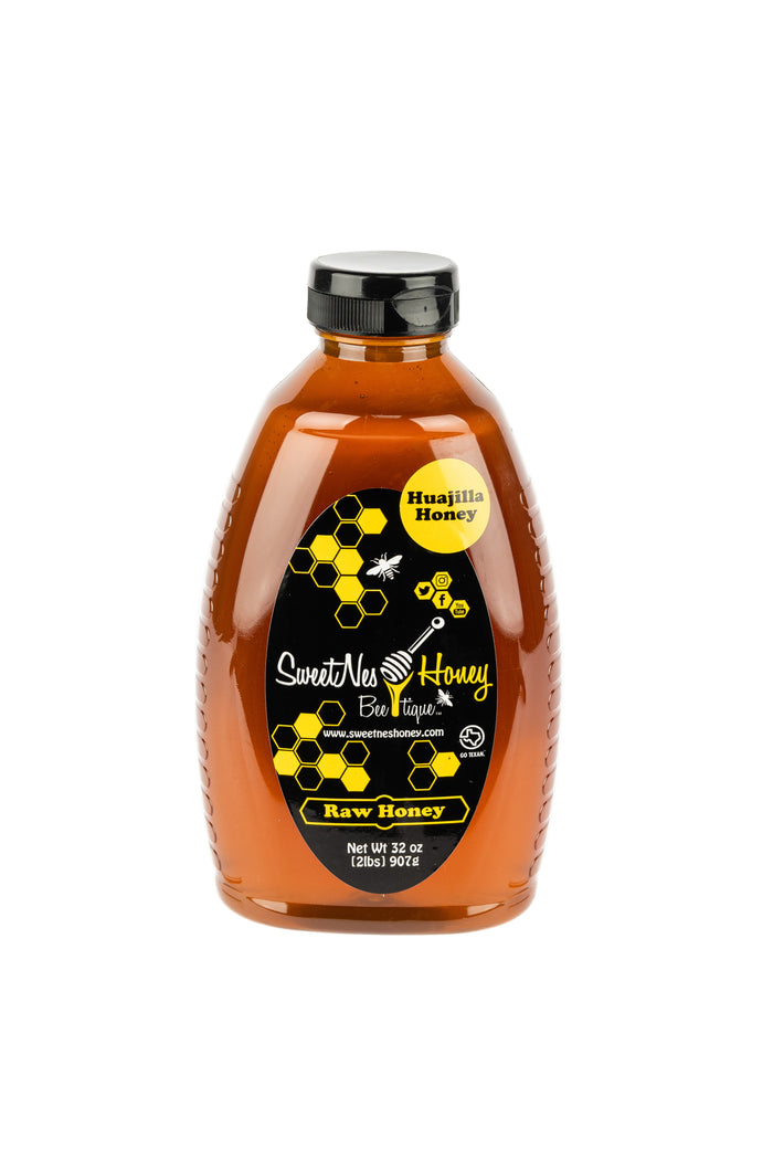 SweetNes Raw Honey 32oz (2lb) Squeezable Oval - HUAJILLO HONEY - LOCAL SOUTH TX